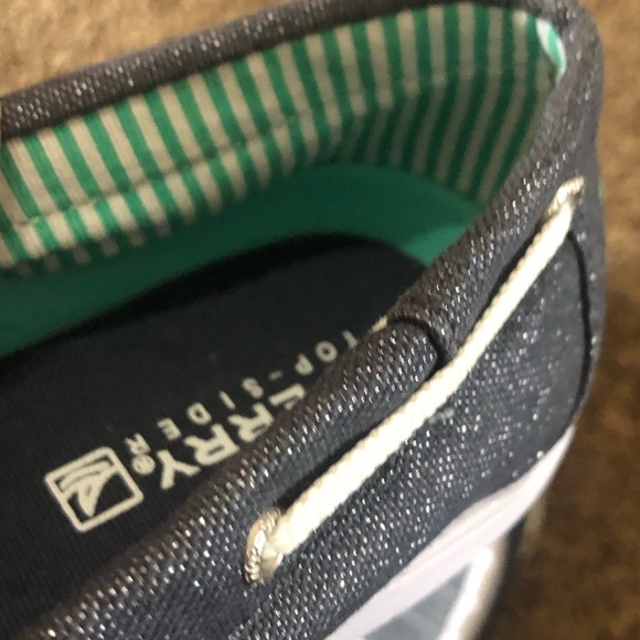 Sperry Top Sider Shoresider Sparkle Blue Boat Shoe Soze 5.5 kids New NWOT SlipOn - Picture 6 of 7